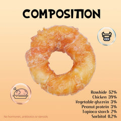 ASMPET donut treats highlight natural beefhide texture and collagen-rich surface for dogs.