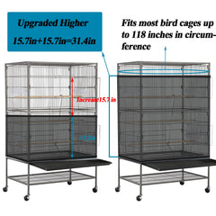 ASOCEA large bird cage cover with breathable nylon mesh for airflow.