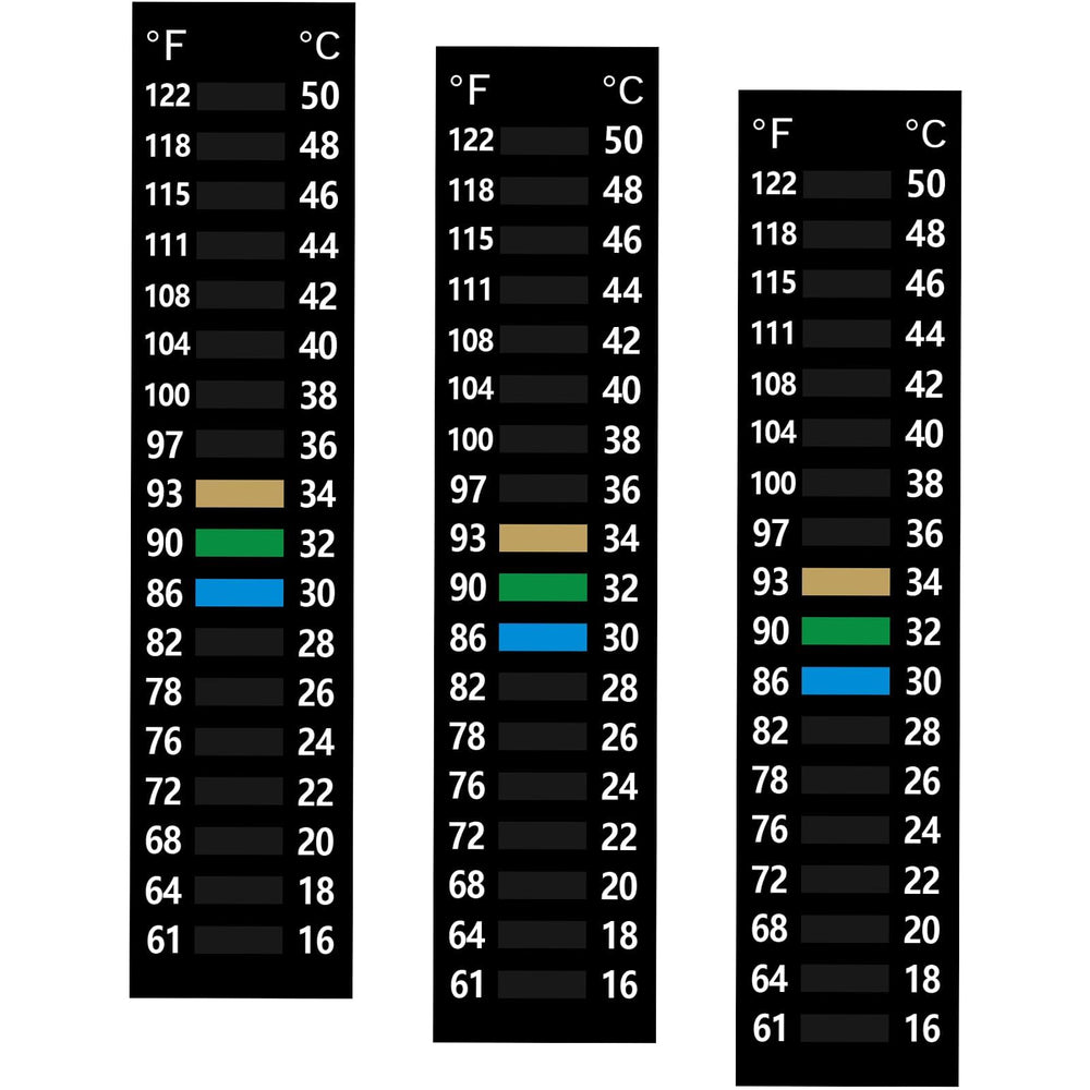 Asofelk 3pcs thermometer strip pack ready for quick temperature monitoring in aquariums.