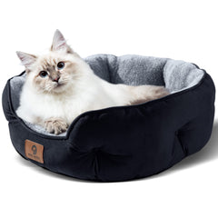 Asvin bed round design supports head and neck for comfort.