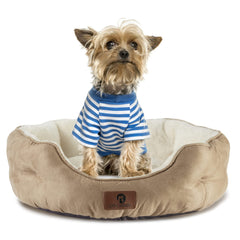Asvin-cat-bed-round-security provides a snug, secure lounge for indoor cats.