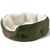 Asvin small dog bed with soft Sherpa fleece for cozy naps.