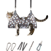 ATESON dog grooming hammock with soft mesh for calm nail trimming sessions.