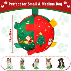 Atiansen Christmas Ball Dog Toy with built in squeaker for engaging play.