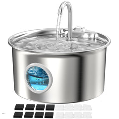 ATMZIQXR cat water fountain with stainless steel body and durable finish for quiet, healthy hydration.
