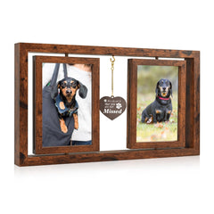 ATOBART twin-rotating-wood-frames side-view display to honor multiple pet memories
