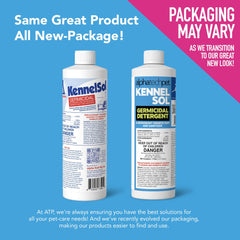 ATP KennelSol bottle pour action demonstrates easy dilution and use.
