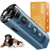 ATVIOO dog anti-barking device in dark blue front view reduces neighbor noise without harm