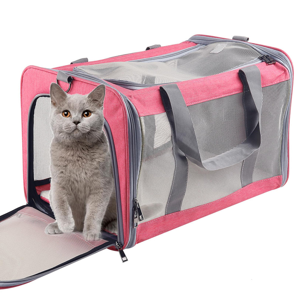 Atvobiy cat-dog carrier large pink open-top for easy pet access during travel