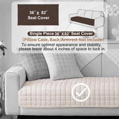 Aucrovee Velvet Washable Couch Cover with non-slip grid backing highlights secure placement.