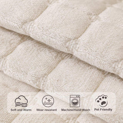 Aucrovee Velvet Washable Couch Cover on sofa illustrates protection against pet hair and mess.
