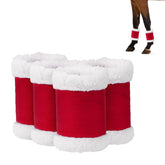 AUECOOME red Christmas leg wraps pack of four for festive warmth and leg protection.