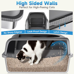 AUFYA XL stainless steel litter box entrance with filter emphasizes clean entry and less tracking.