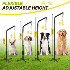 AugFir Tether height adjustment 15-to-55in highlights dog-size versatility and custom fit.