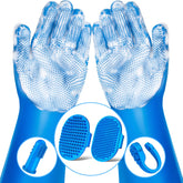 Augwind 6PCS grooming kit gloves with silicone bristles for deep fur removal during baths.