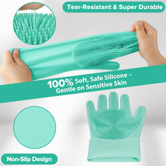 Augwind dog bath gloves help capture loose fur and speed up baths.