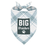 AUII JO DESIGN dog bandana laid flat showing white plaid pattern for daily wear