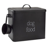 AuldHome Design retro dog food canister in black enamel for durable kitchen storage