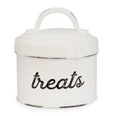 AuldHome Enamelware cat-treat-container small white 3x4 inches; compact storage keeps treats fresh.