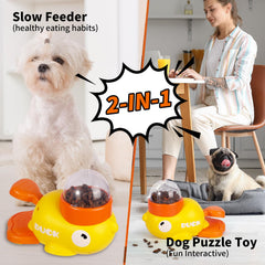 AULIDI rotating food container with duck-tail encourages active feeding