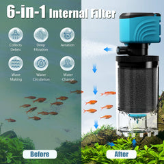 Aulofee debris tray collects waste for easier tank maintenance.