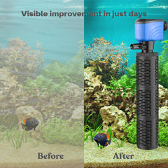 Aulofee internal submersible filter installation demonstrates easy setup for tanks.