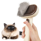 Aumuca cat brush overview with ergonomic design for gentle grooming.