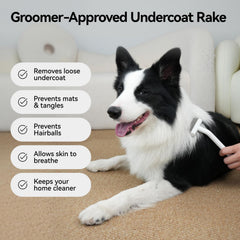 Aumuca grooming tool with stainless steel blade for safe fur removal.