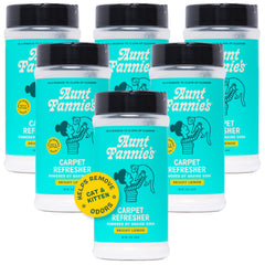 Aunt Fannie's Cat Carpet Refresher lemon-pack6 front view for pet odor control.