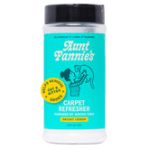 Aunt Fannie's Cat Carpet Refresher lemon powder sprinkled on carpet to neutralize odors.