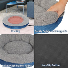 AUPETEK heated cat bed warmth close-up highlights cozy fabric and thermostat.