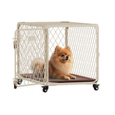 Aurapaws Diamond Mesh Dog Crate 30inch front view shows secure, bite-resistant panels for safe containment.