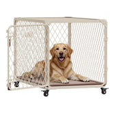 Aurapaws 36-inch diamond mesh crate front view showing secure, bite-resistant design for durability.