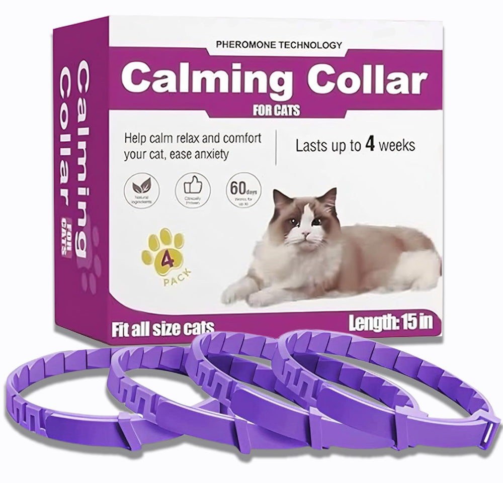 Aurevoen cat calming collar 4-pack packaging for long-lasting anxiety relief