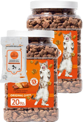 Aurora Pet bundle front view with two 20 oz treats and wipes for easy care.