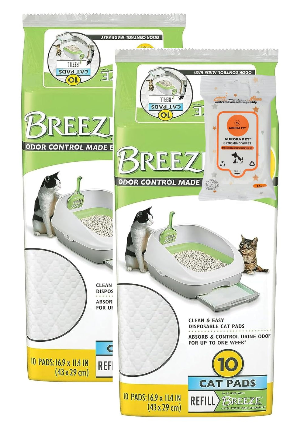 Aurora Pet Tidy Cat Breeze pads refill pack ready for litter system odor control.