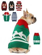 AURUZA dog Christmas sweater with red pattern for festive warmth