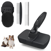 AUSRKI self-cleaning shedding brush front view enables quick fur removal during grooming.