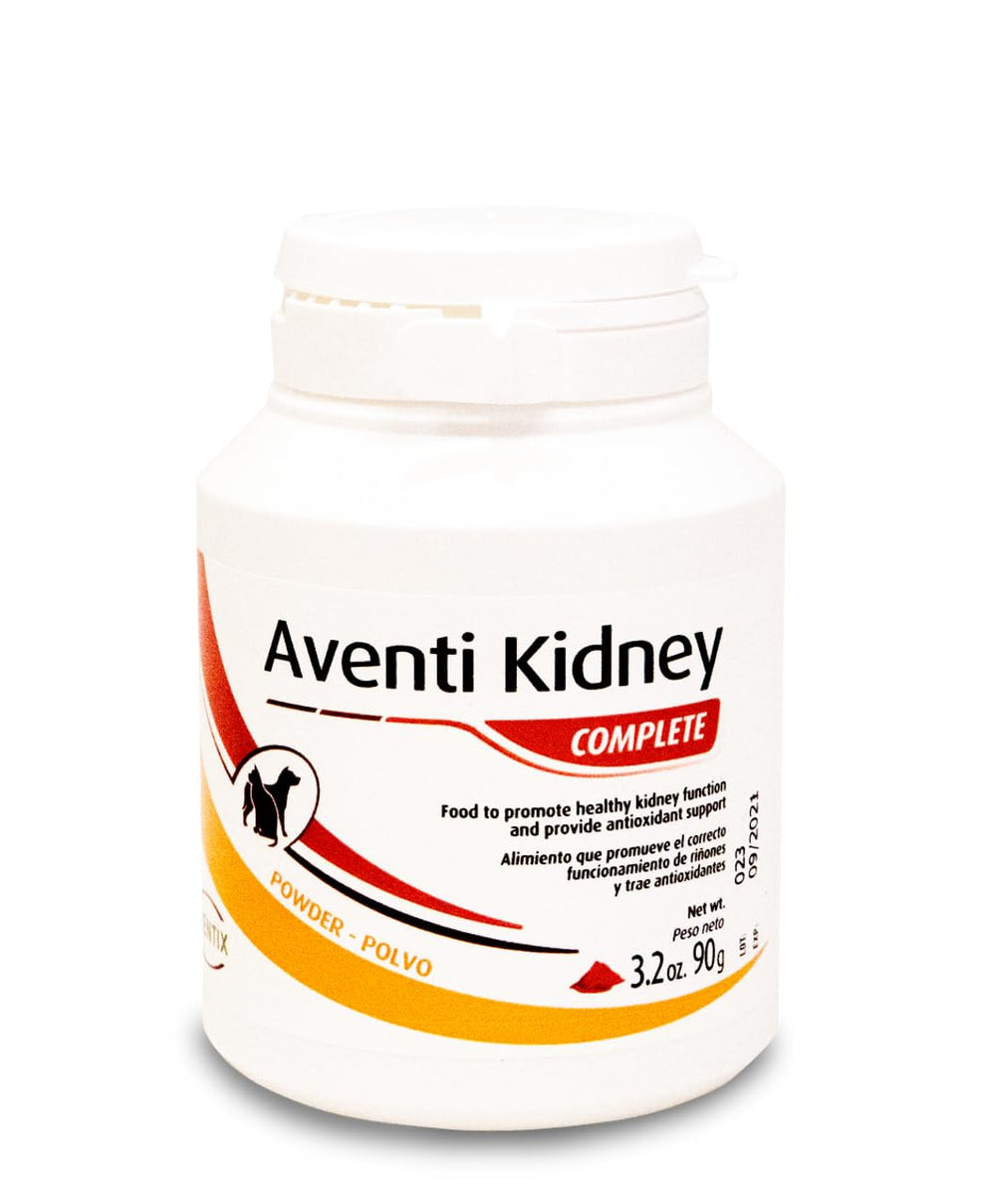 Aventix Aventi Kidney Complete powder bottle supports kidney health and metabolic balance for pets.