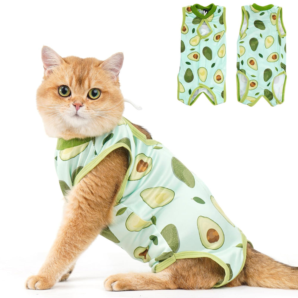 Avont Cat Recovery Suit avocado-m front view, soft breathable modal fabric for comfort