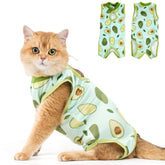 Avont Cat Recovery Suit avocado-m front view, soft breathable modal fabric for comfort