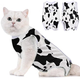 Avont Cat Recovery Suit front view highlights breathable fabric for post-surgery comfort.