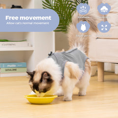 Avont Cat Recovery Suit gray fabric closeup shows soft breathable modal cotton comfort.