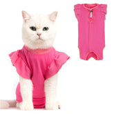 Avont Cat Recovery Suit magenta close-up shows soft, breathable fabric for comfortable wear during recovery.