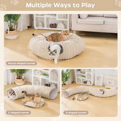 Avont Cat Tunnel Donut side view shows roomy interior for big cats and lounging.