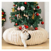 Avont Cat Tunnel Donut under Christmas tree offers playful hideaway and festive fun.