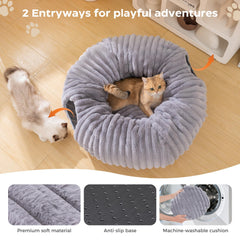 Avont Cat Tunnel soft plush lining delivers warm, inviting comfort for lounging.