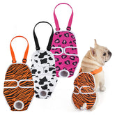 Avont Frenchie dog diaper tiger pattern offers secure fit during heat cycles.