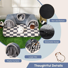 Avont Guinea Pig Hideout Tunnel grey entrance fringe detail highlights playful habits and nesting cue