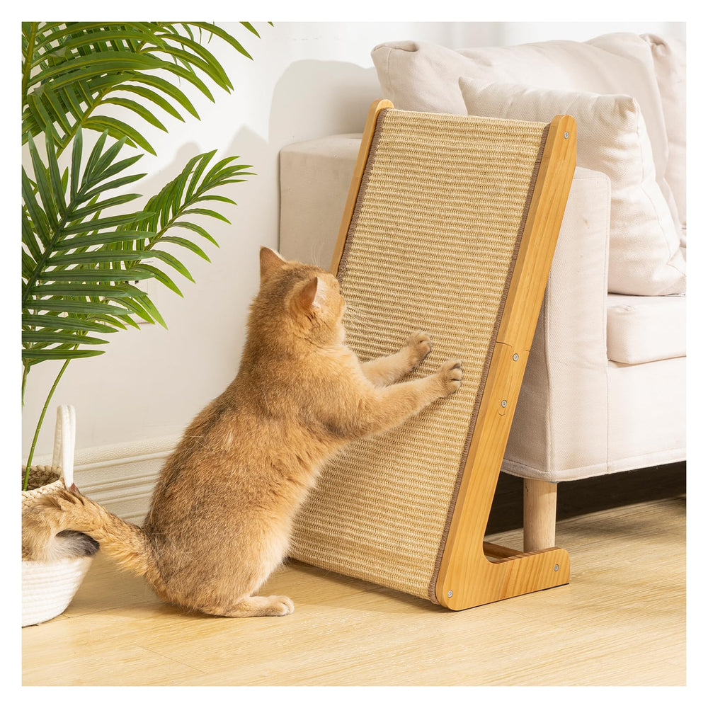 Avont sisal cat scratcher with vertical L-shape for corner use and furniture protection.